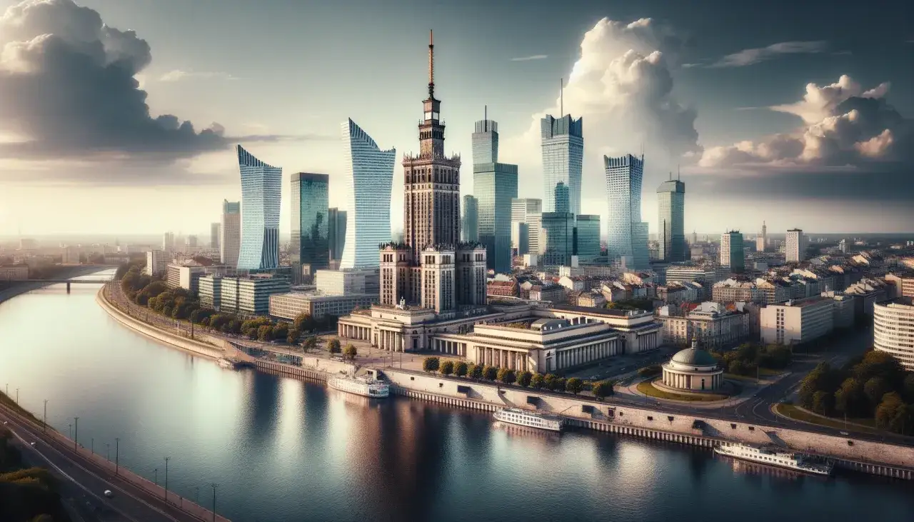 Prawnik w Warszawie na tle panoramy miasta