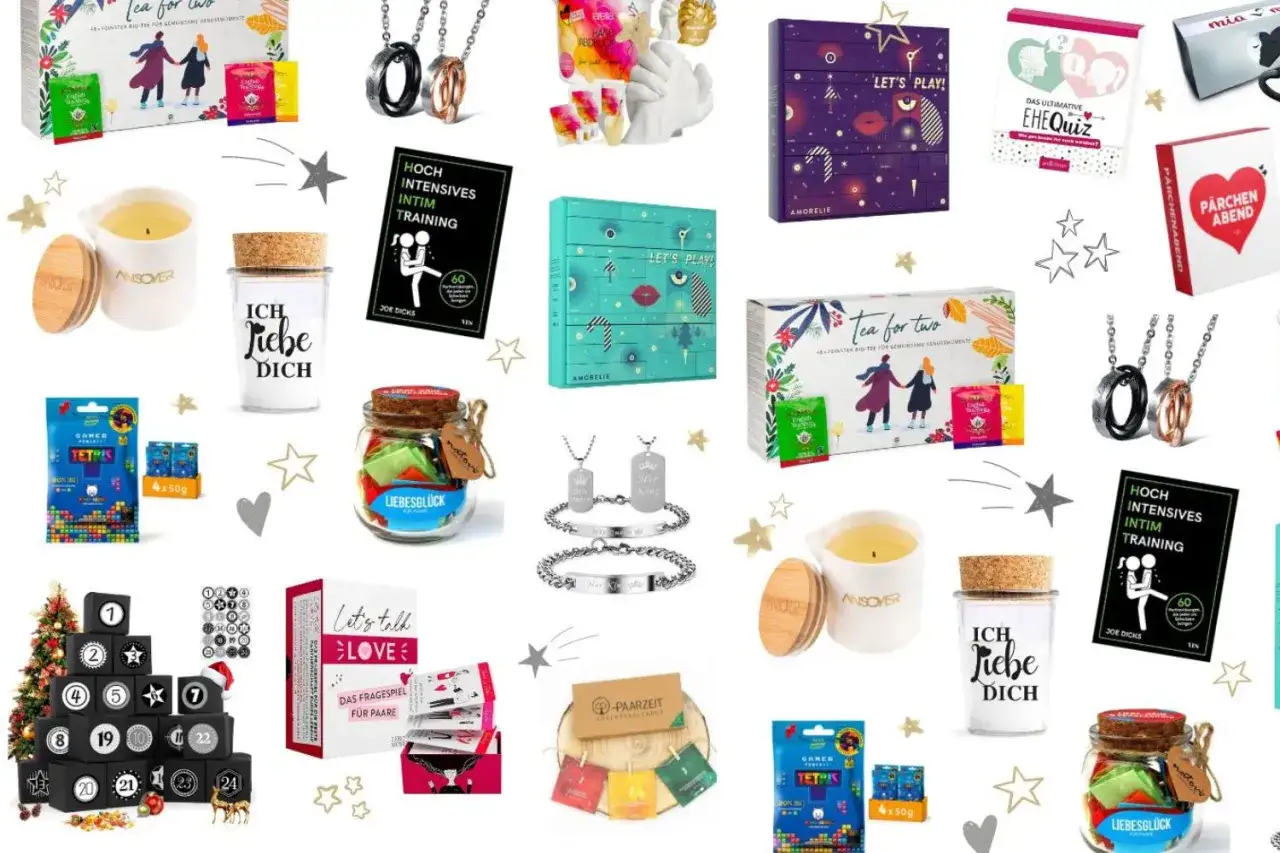 Adventskalender-Partner-Ideen: Tee f&uuml;r zwei, Spiele, Kerzen und Schmuck f&uuml;r Paare.