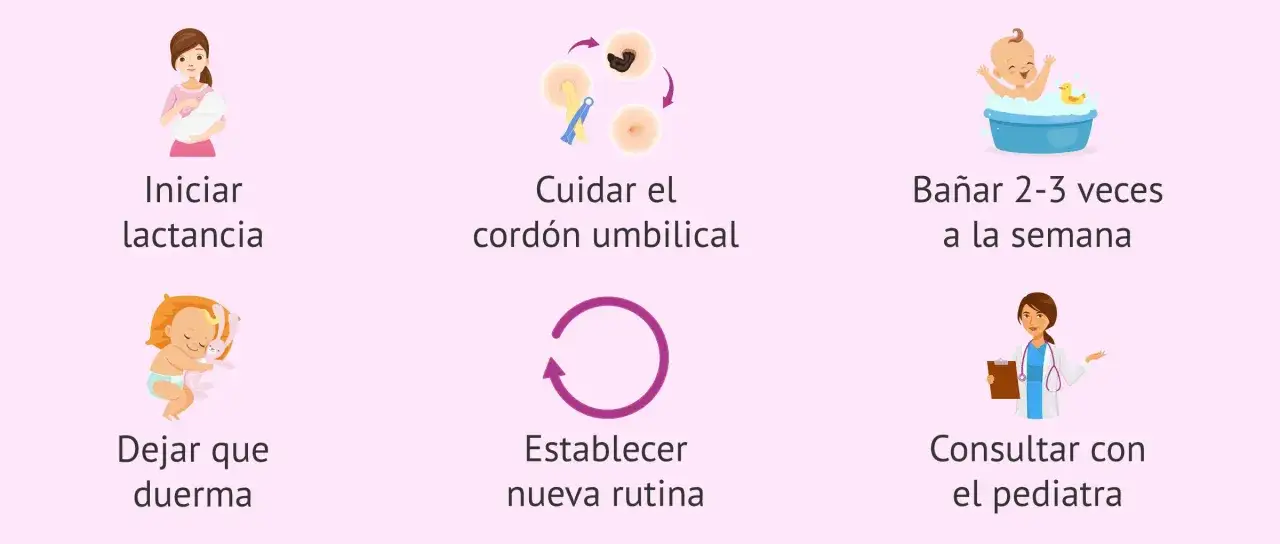 Guía para el cuidado de un bebe 1 semana: lactancia, cordón, baño, sueño, rutina y pediatra.