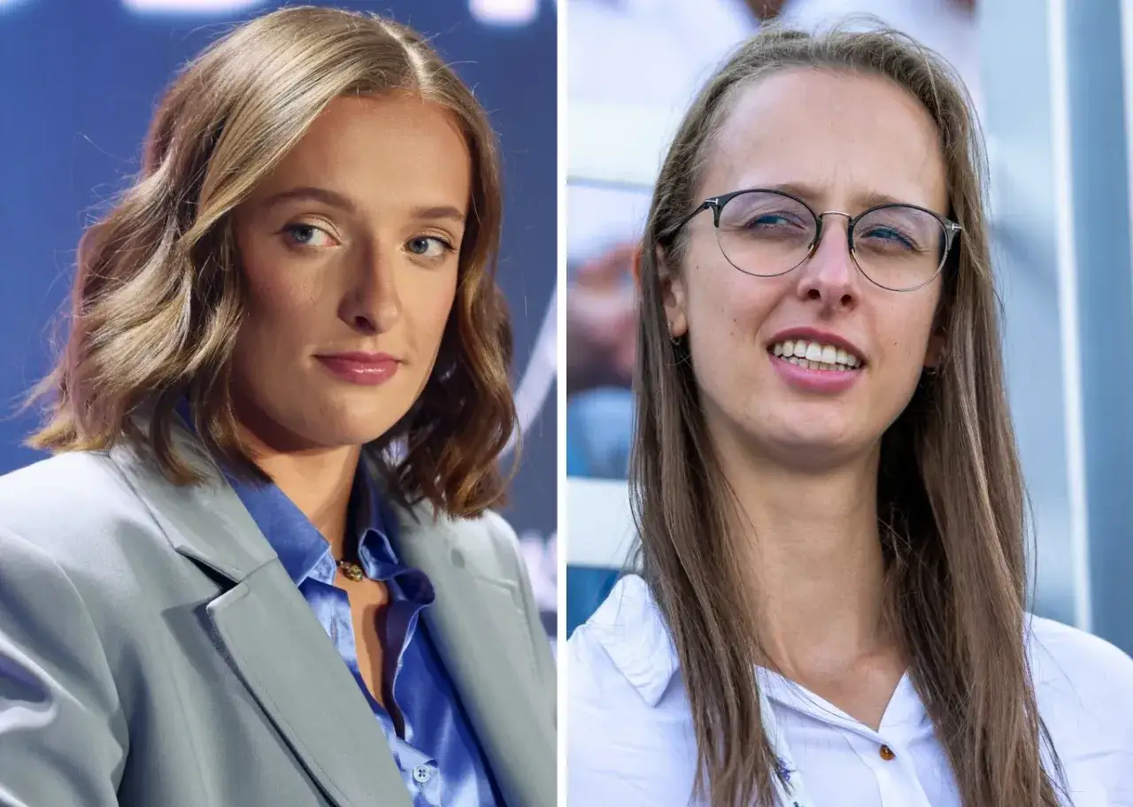 Dwie kobiety, jedna w jasnej marynarce, druga w okularach. Czy Iga Świątek ma mamę? Tak, a jej mama to Bogusława Świątek.