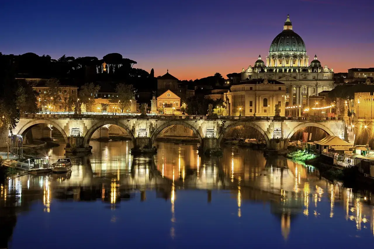 Piazza Navona Rzym nocą
