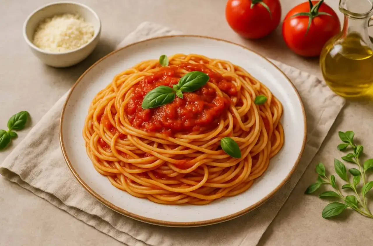 Pyszne spaghetti z sosem pomidorowym i bazylią. Idealny przepis, jak zrobić spaghetti, by zachwycić bliskich.