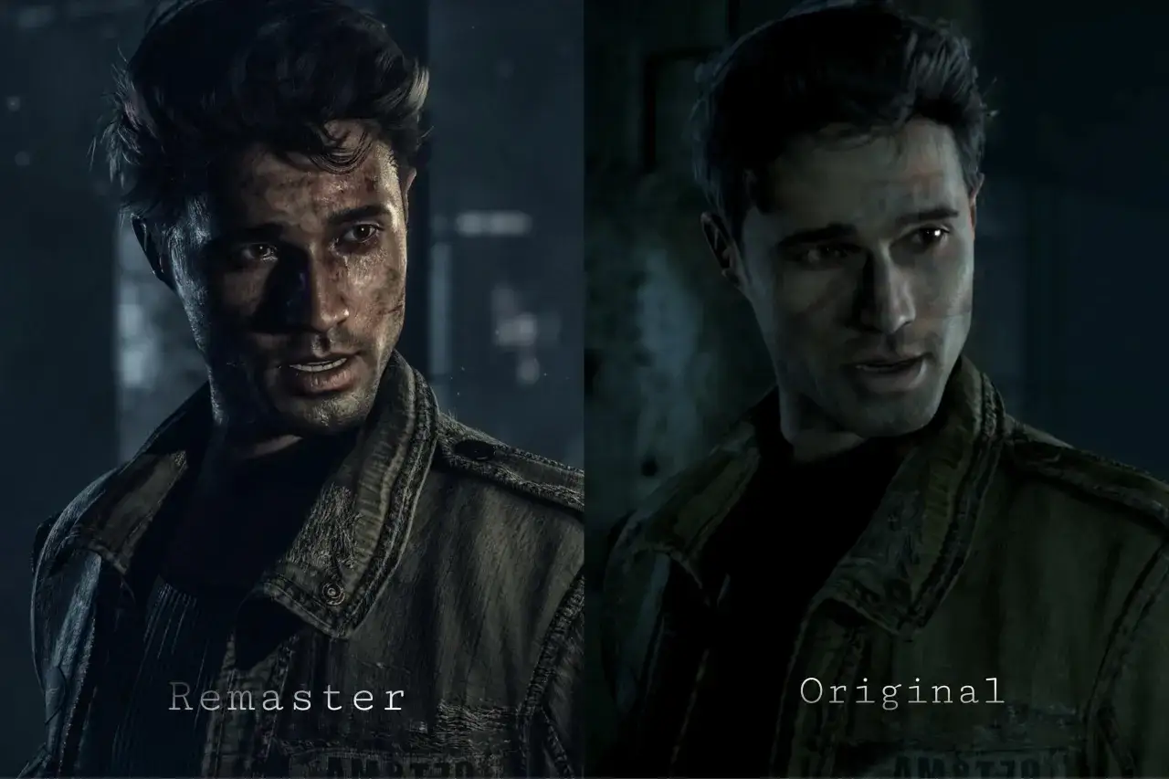 Porównanie postaci z Until Dawn: Remake i oryginału. Wersja Remake ma bardziej szczegółową twarz i ubranie.