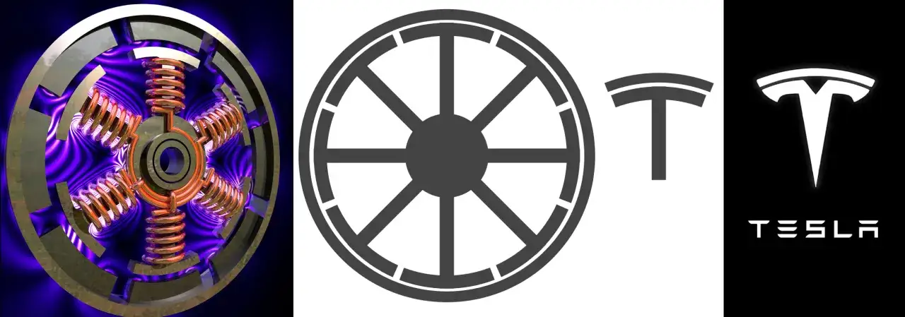 Tesla logo meaning electric motor diagram