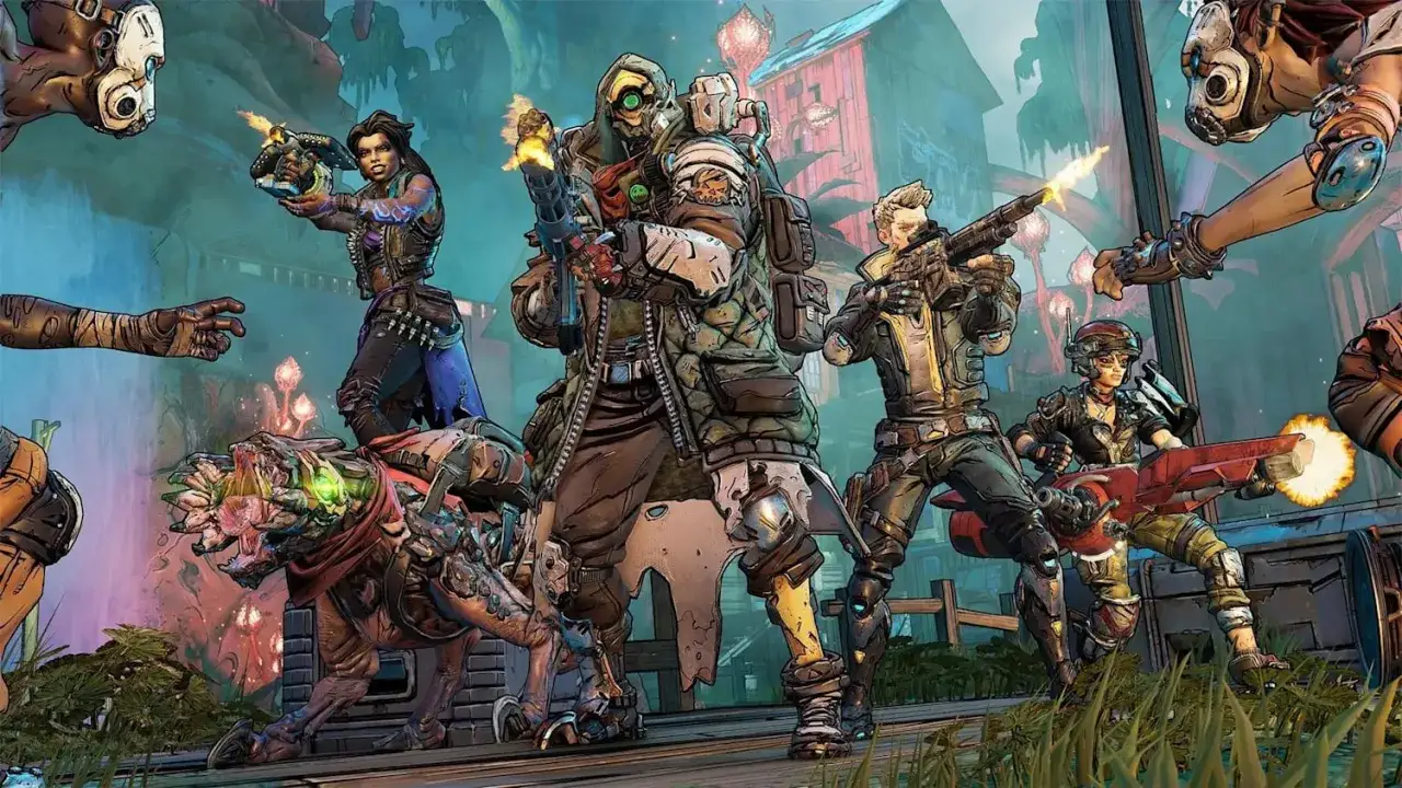 Zestawienie barwnych postaci z Borderlands 3, gotowych do walki z potworami i przeciwnikami.