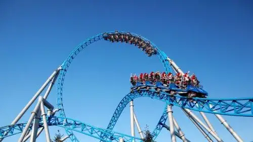 Europa-Park Achterbahnen Collage Voltron Silver Star blue fire