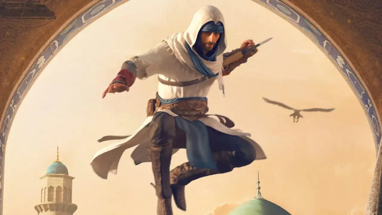 Un assassino in volo, pronto all'azione. L'uscita di Assassin's Creed Mirage &egrave; vicina, con un'ambientazione mozzafiato.