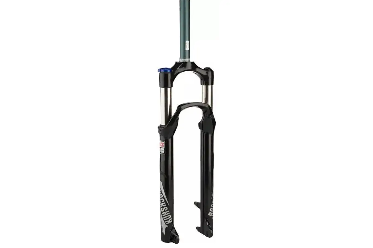 RockShox Recon Silver RL review: A black suspension fork with silver stanchions and blue lockout knob.