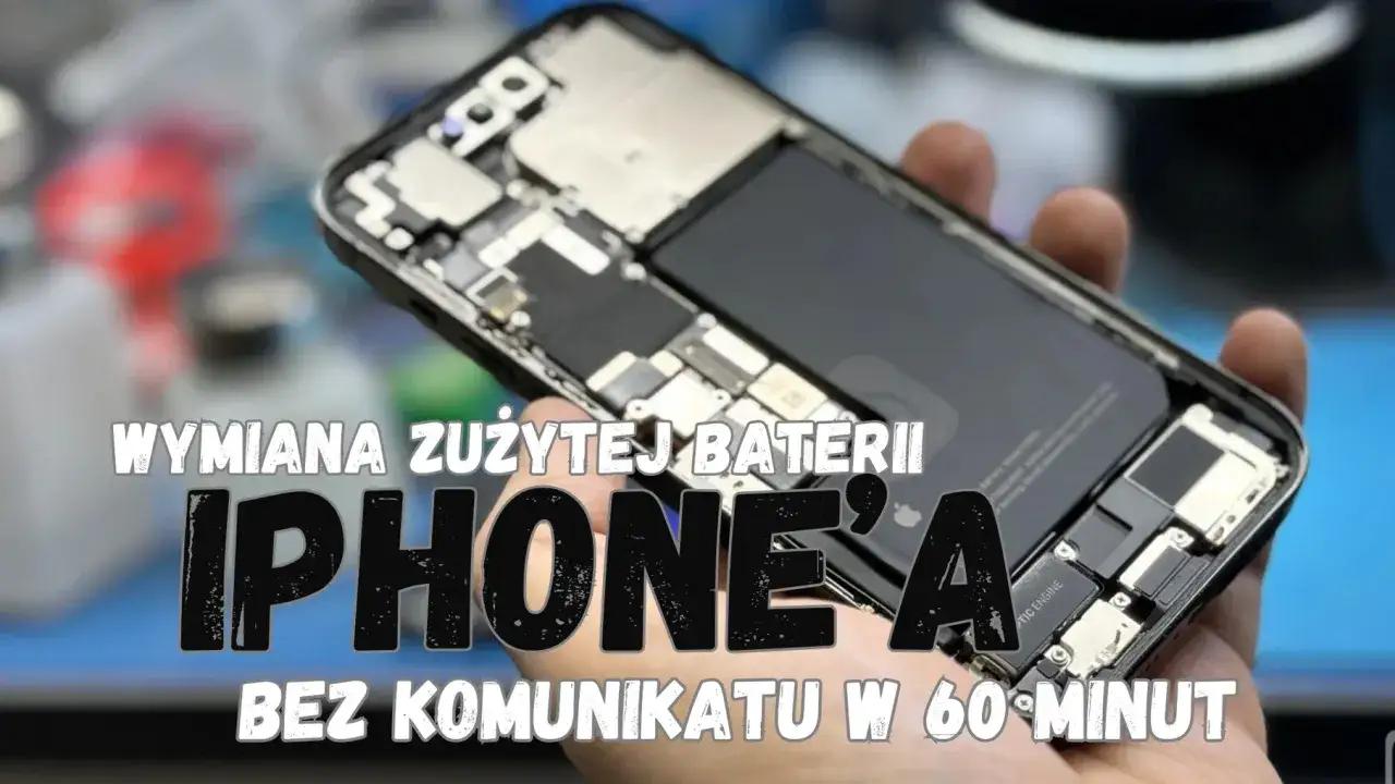 Wymiana baterii w iPhone w 60 minut bez komunikatu. Widok wnętrza telefonu z nową baterią.