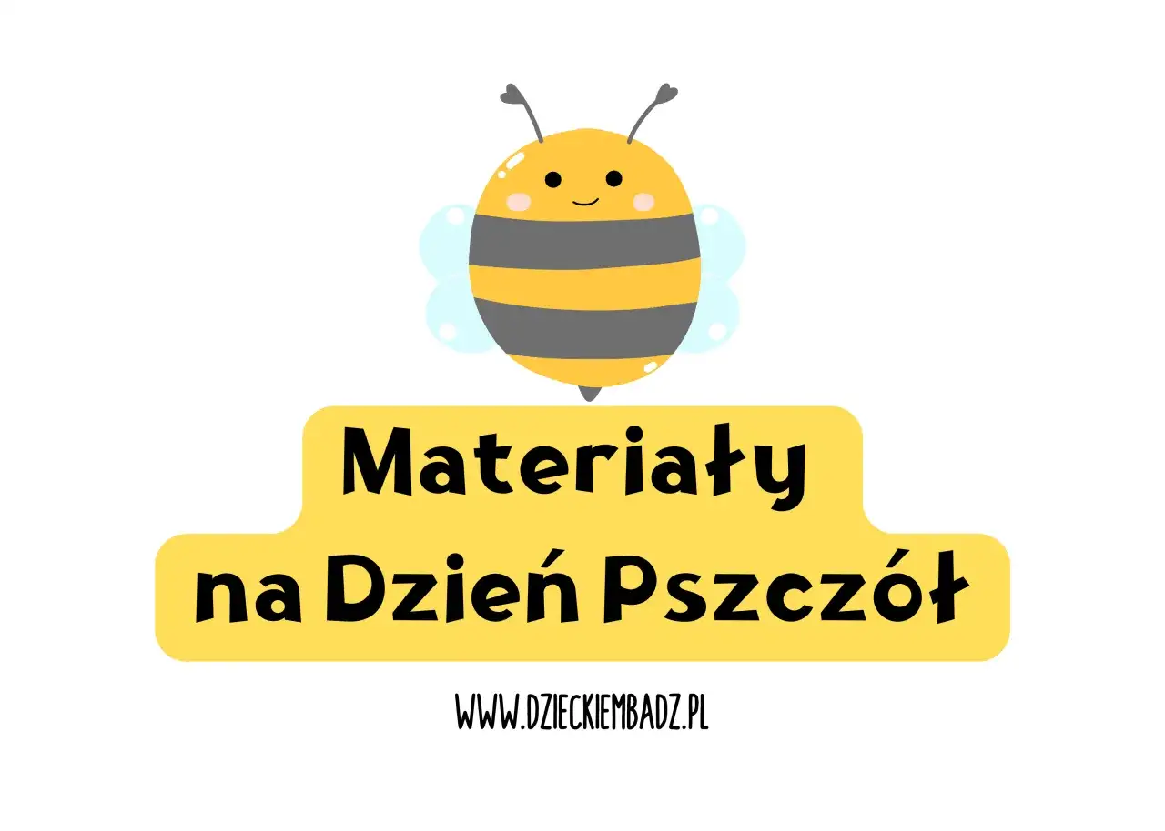 Urocza pszczoła dla dzieci na żółtym tle z napisem 
