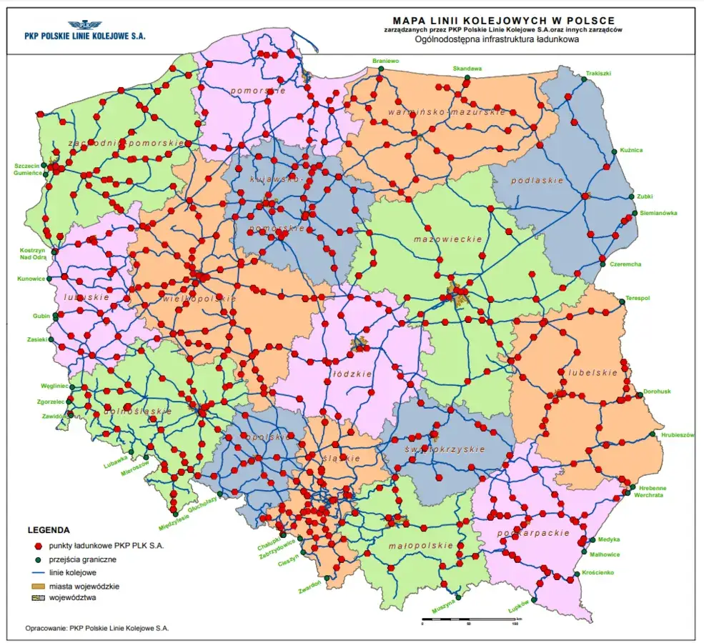 Mapa tras pociągów InterRegio Polska