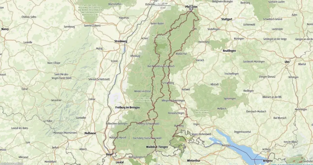 Europäische Fernwanderwege schlängeln sich durch den Schwarzwald und die Vogesen.