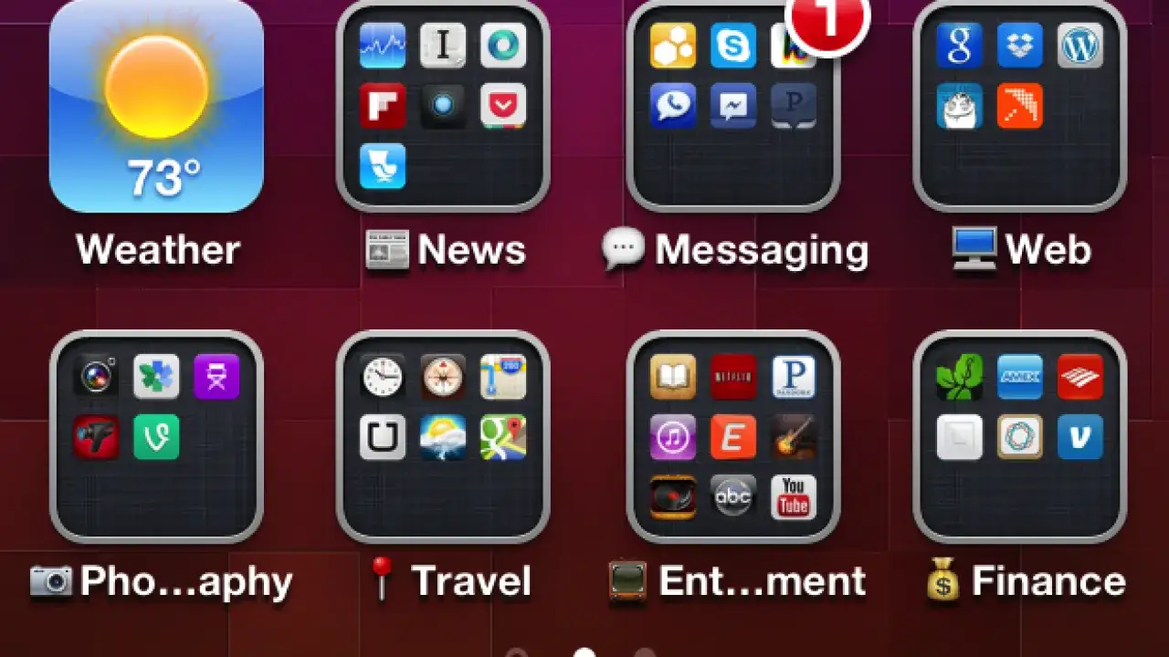 iphone foldery w docku i emoji w nazwach