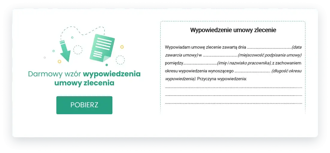 wzór wypowiedzenia umowy zlecenie, dokument formalny