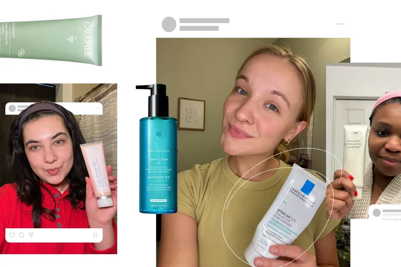 Drei Frauen zeigen ihre liebsten Reinigungsprodukte gegen Akne mit 30. Von Caudalie, SkinCeuticals, Kate Somerville, SkinMedica und La Roche-Posay.