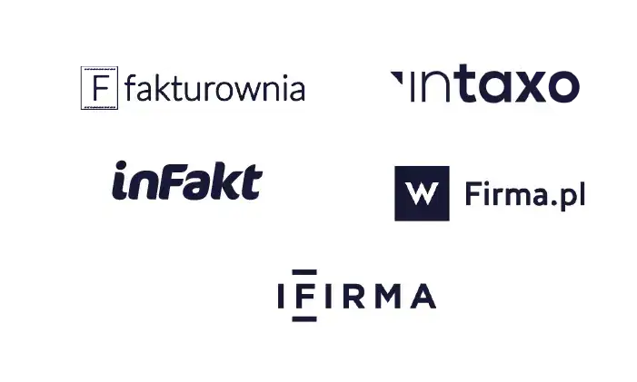 Logo Fakturownia inFakt wFirma Fakturowo iFirma