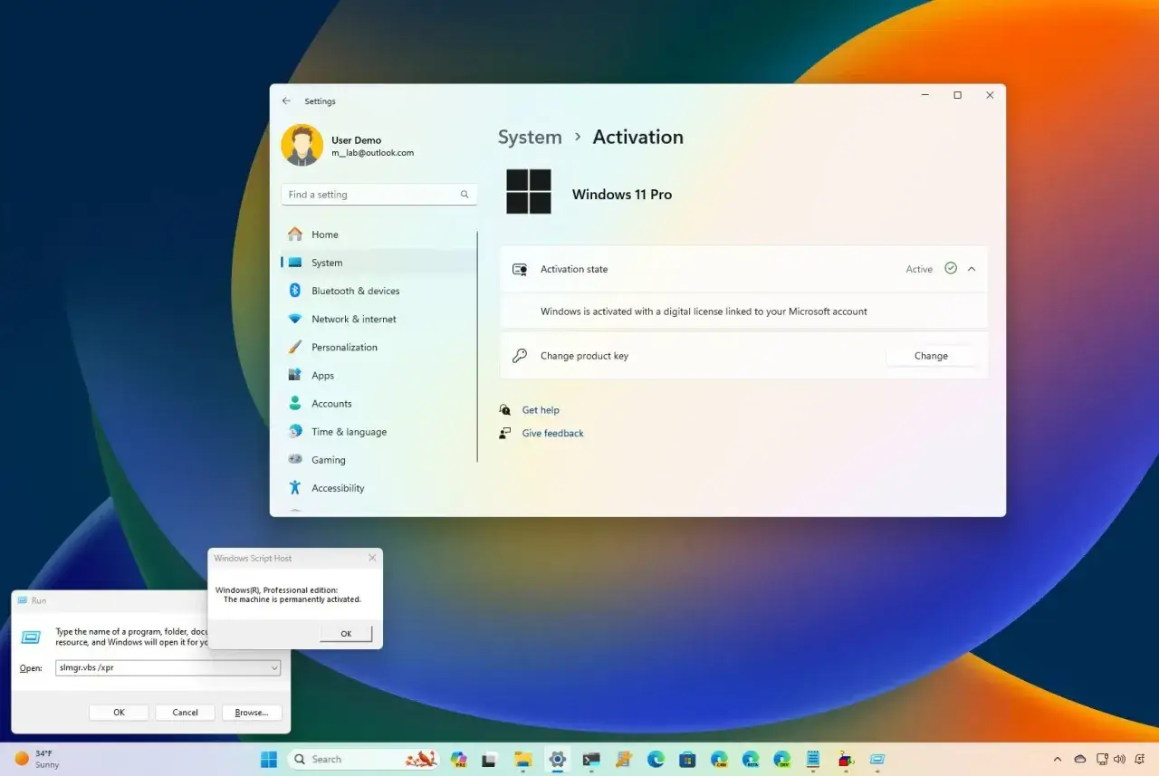 Ventana de Configuraci&oacute;n de Windows 11 Pro mostrando el estado 