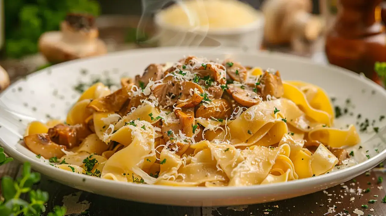 Zdjęcie Papardelle z kurkami - Przepis na makaron z kurkami i sosem