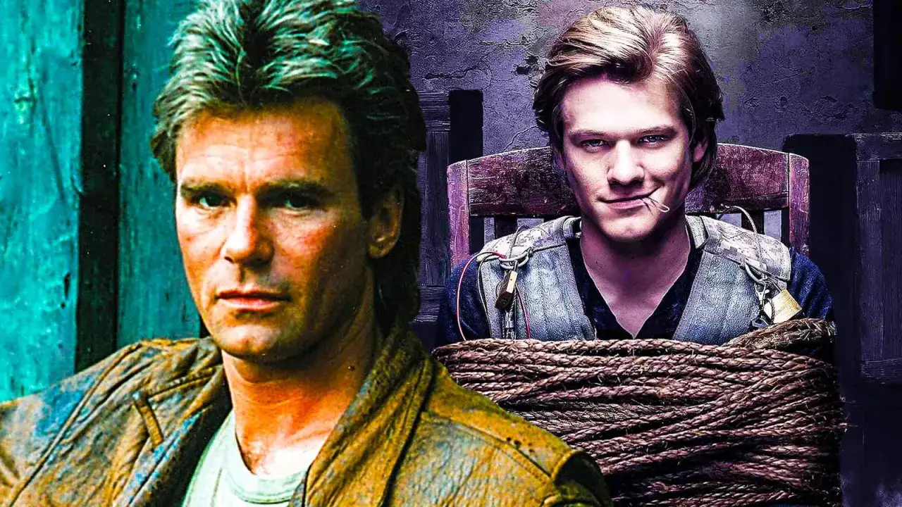MacGyver obsada: Richard Dean Anderson i Lucas Till w zestawieniu, jeden z nich w tarapatach.