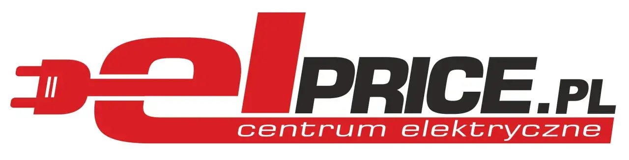 Logo hurtowni elektrycznej marki elprice.pl. Czerwony wtyk elektryczny i napis 