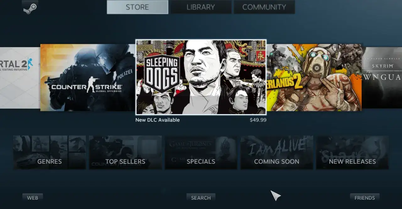 Jak włączyć tryb Big Picture Steam? Zobacz gry: Counter-Strike, Sleeping Dogs, Borderlands 2, Skyrim.