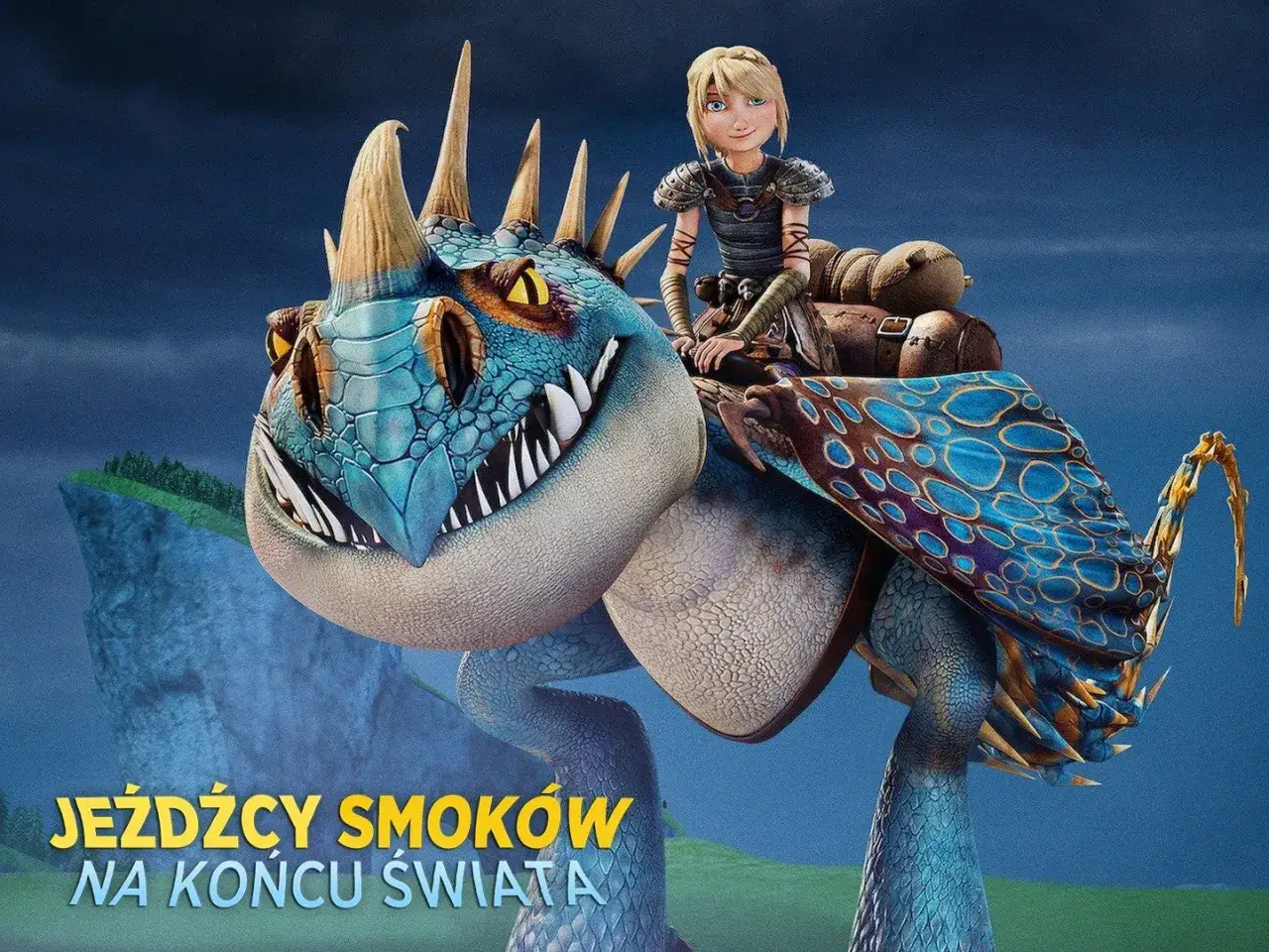 Astrid na grzbiecie smoka, gotowa na przygodę. Jeźdźcy smoków na końcu świata.