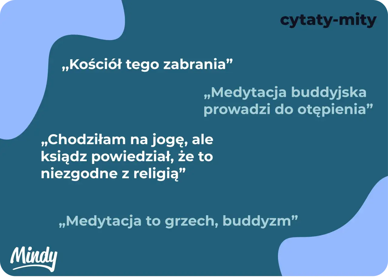 Historie i punkty zwrotne: „Kościół tego zabrania”, „Chodziłam na jogę, ale ksiądz powiedział, że to niezgodne z religią”, „Medytacja buddyjska prowadzi do otępienia”, „Medytacja to grzech, buddyzm”.