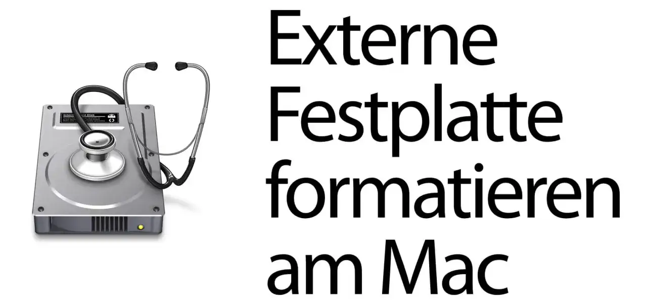 Festplatte mit Stethoskop, bereit, externe Festplatte formatieren Mac.