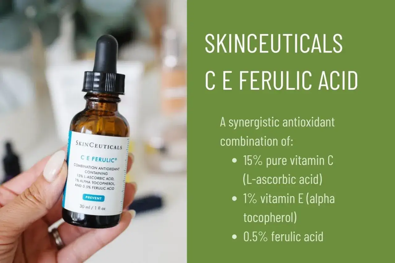 Serum SkinCeuticals C E Ferulic z kwasem ferulowym, witaminą C i E. Jego działanie to silna ochrona antyoksydacyjna.