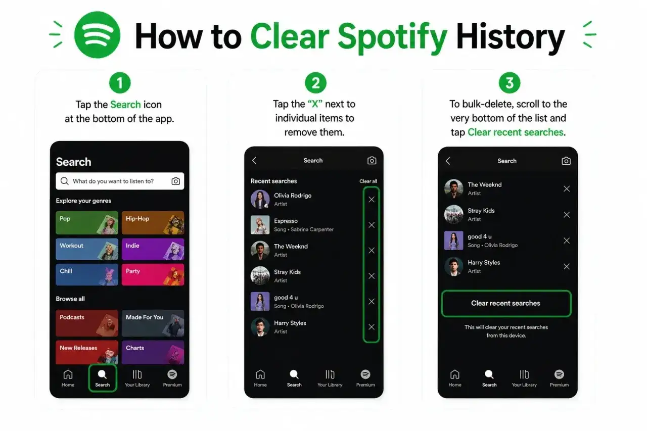 So zeigst du deinen Spotify Verlauf an und löschst ihn. Tippe auf