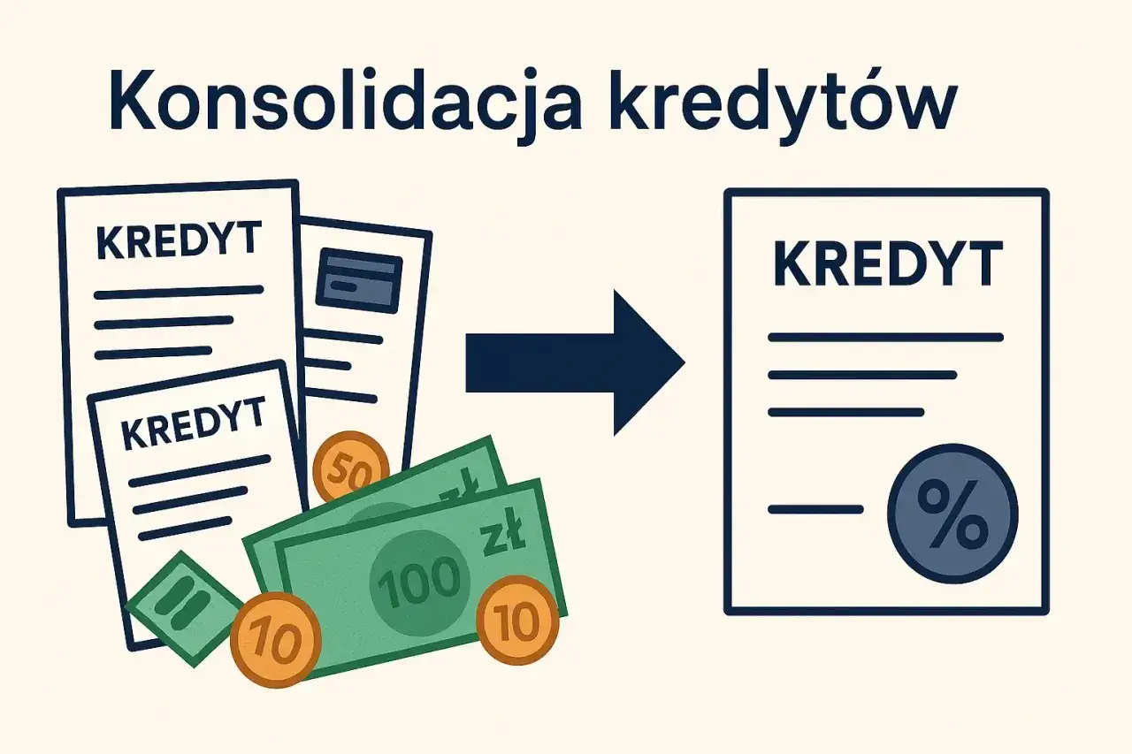 Łączenie wielu kredytów w jeden, np. konsolidacja kredytu hipotecznego i gotówkowego, ułatwia zarządzanie finansami.