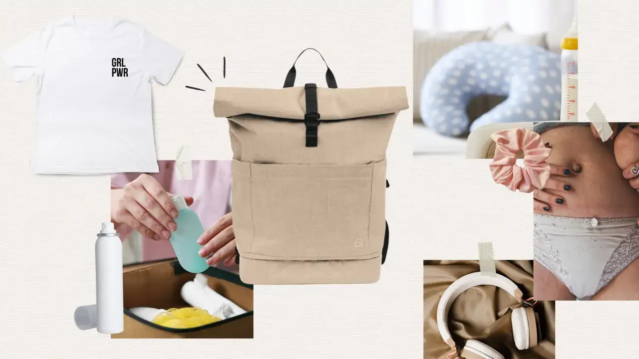 Alles f&uuml;r die Kliniktasche Kaiserschnitt: T-Shirt, Rucksack, Stillkissen, Fl&auml;schchen und mehr. Bereit f&uuml;r das neue Abenteuer!