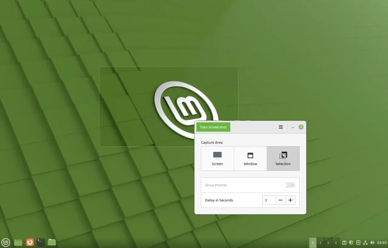 Zrzut ekranu Linux z zaznaczoną opcją