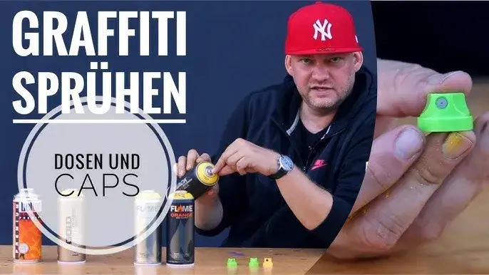 Auswahl von Graffiti Sprühdosen und Caps für Anfänger