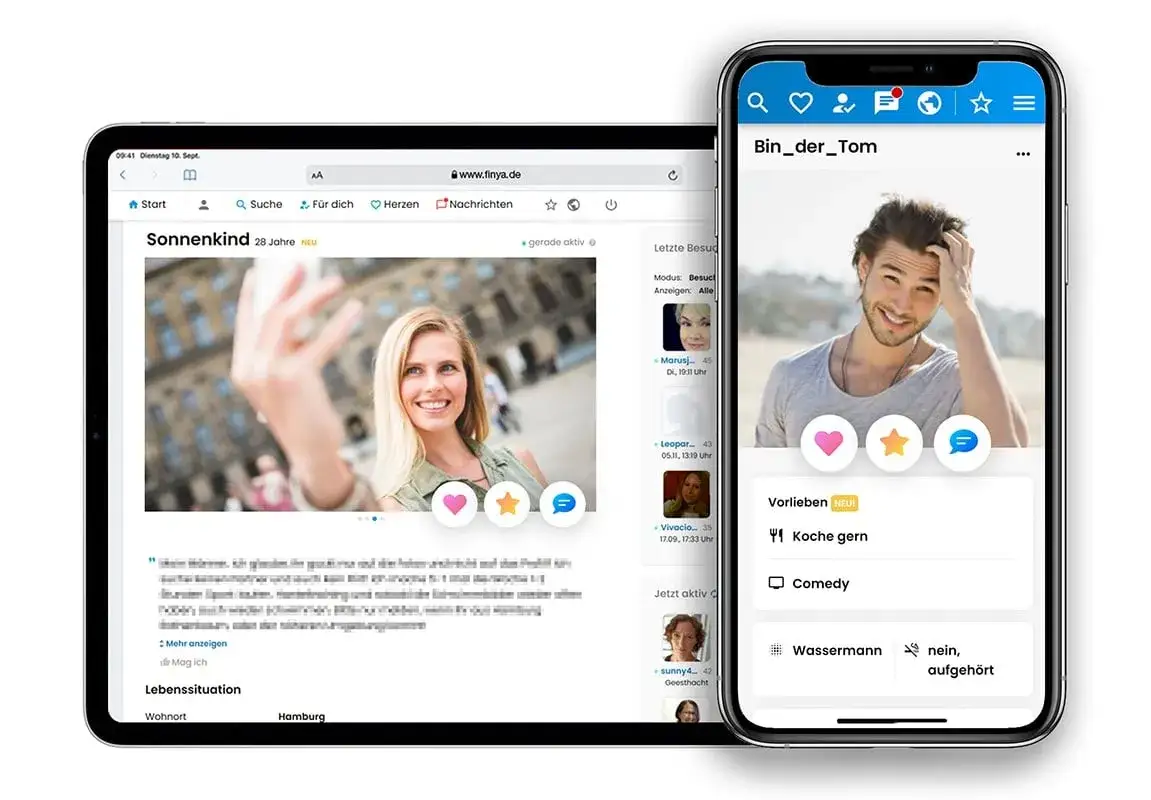 Finya App Oberfläche kostenlos