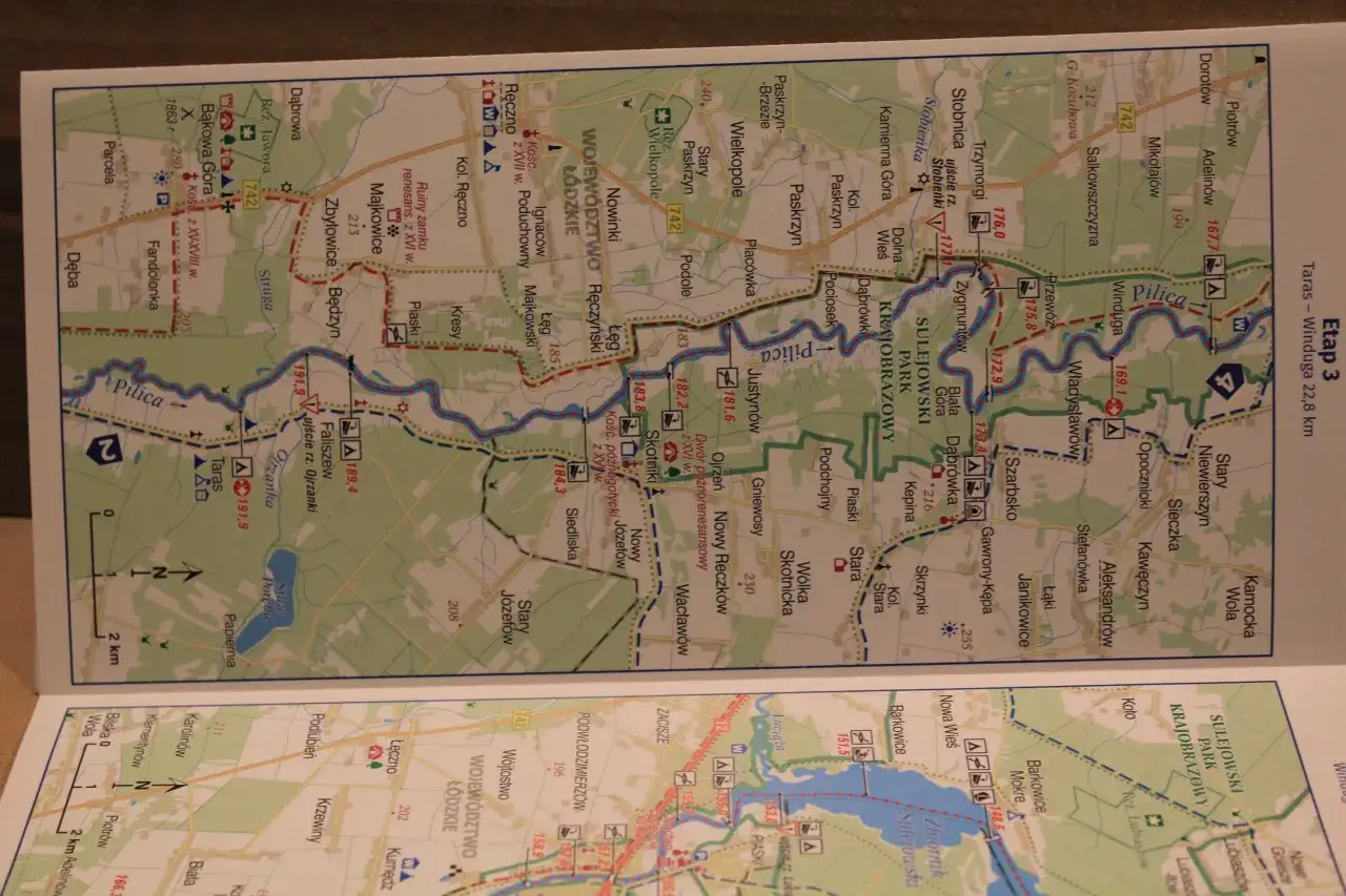 mapa rzeki Pilica trasy kajakowe