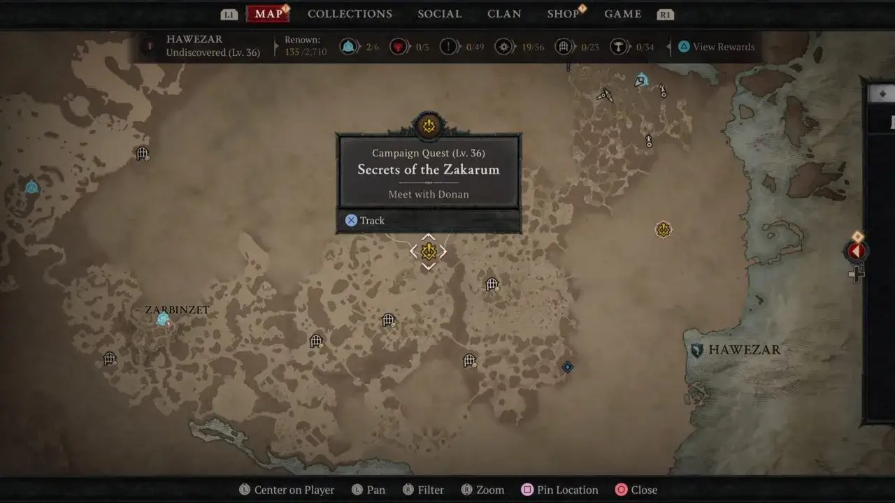 Mapa Diablo 4: śladami pielgrzyma w Hawezar. Misja