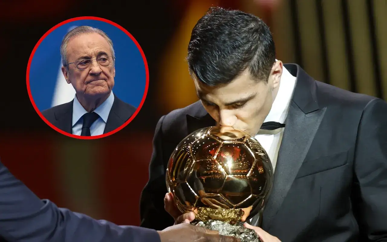 Florentino Pérez patrzy na Cristiano Ronaldo, który całuje Złotą Piłkę. To symbol sukcesu najlepsi strzelcy Realu Madryt.