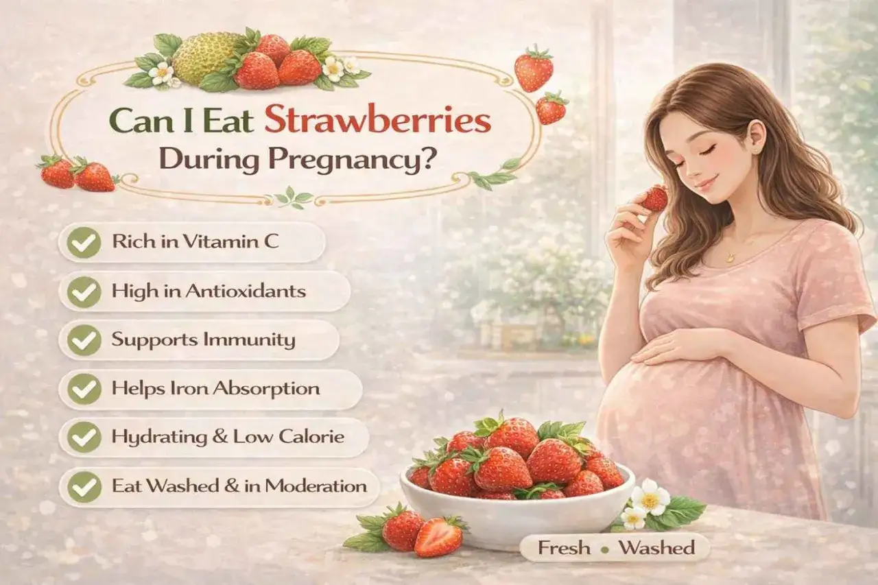 Dolce attesa: fragole in gravidanza, ricche di vitamina C e antiossidanti, ideali per supportare l'immunit&agrave; e l'assorbimento del ferro.