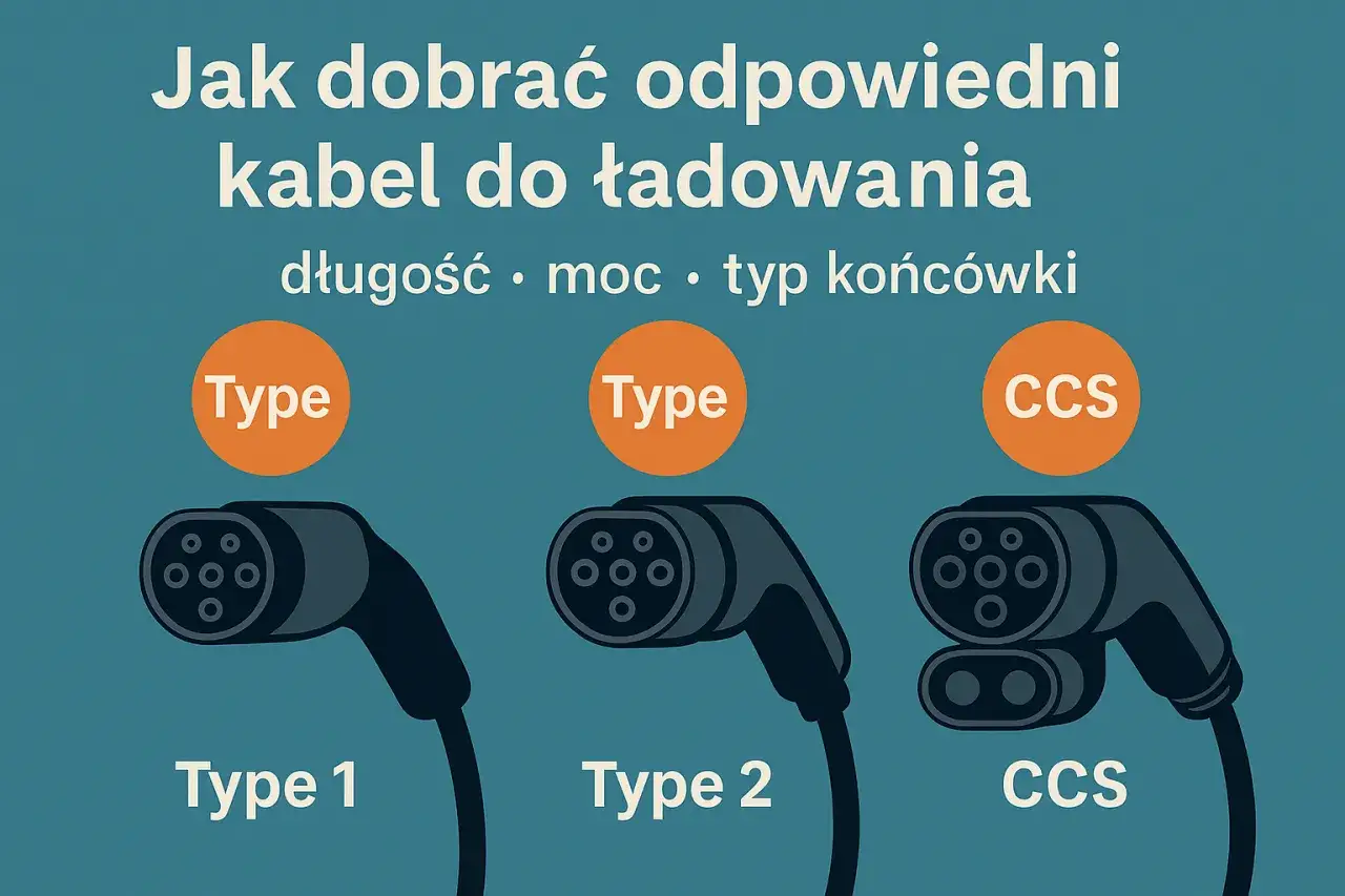 Jak dobrać odpowiedni kabel do ładowania samochodu elektrycznego? Porównanie wtyczek Type 1, Type 2 i CCS.