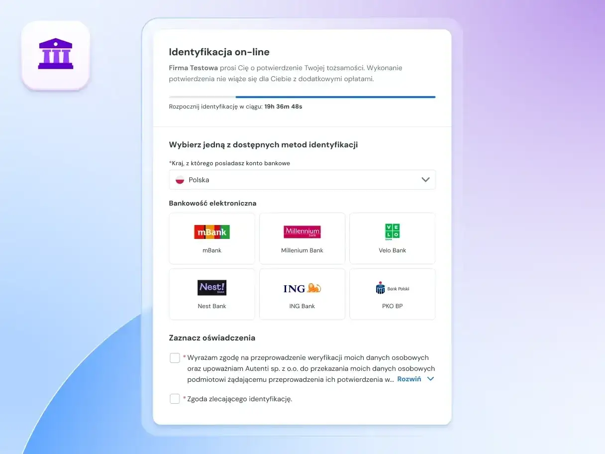 Proces identyfikacji online, umożliwiający założenie konta bankowego bez weryfikacji, oferuje wybór banków takich jak mBank, Millennium, Velo Bank, Nest Bank, ING Bank i PKO BP.