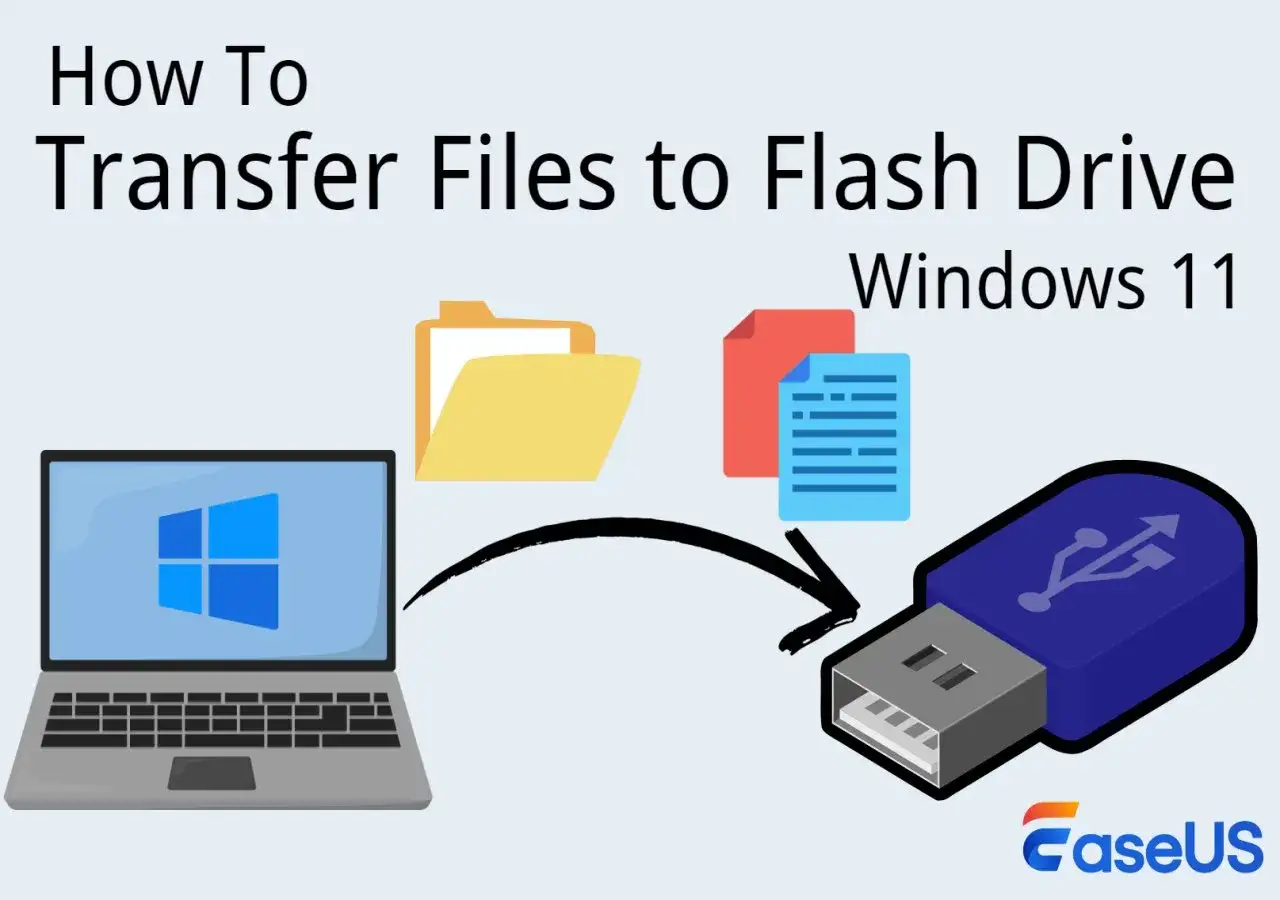 Ilustracja pokazuje, jak zapisać coś na pendrive z laptopa z Windows 11. Strzałka wskazuje transfer plików z komputera na pamięć USB.
