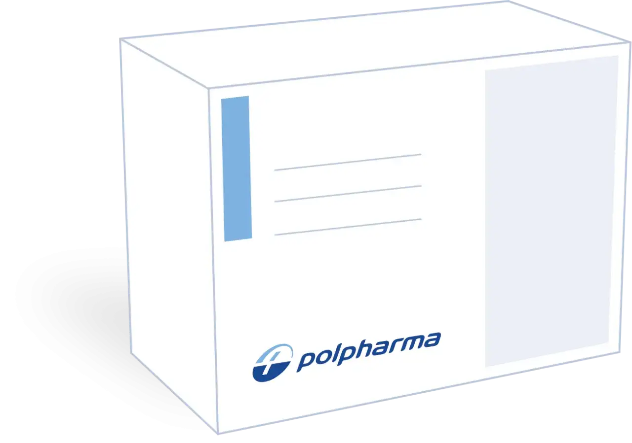 Białe opakowanie leku trioxal z logo Polpharma.