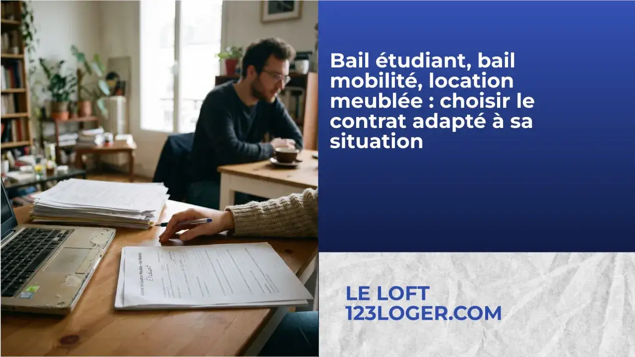 Un jeune homme et une femme signent un contrat de location meublée, peut-être un bail mobilité, pour leur logement.