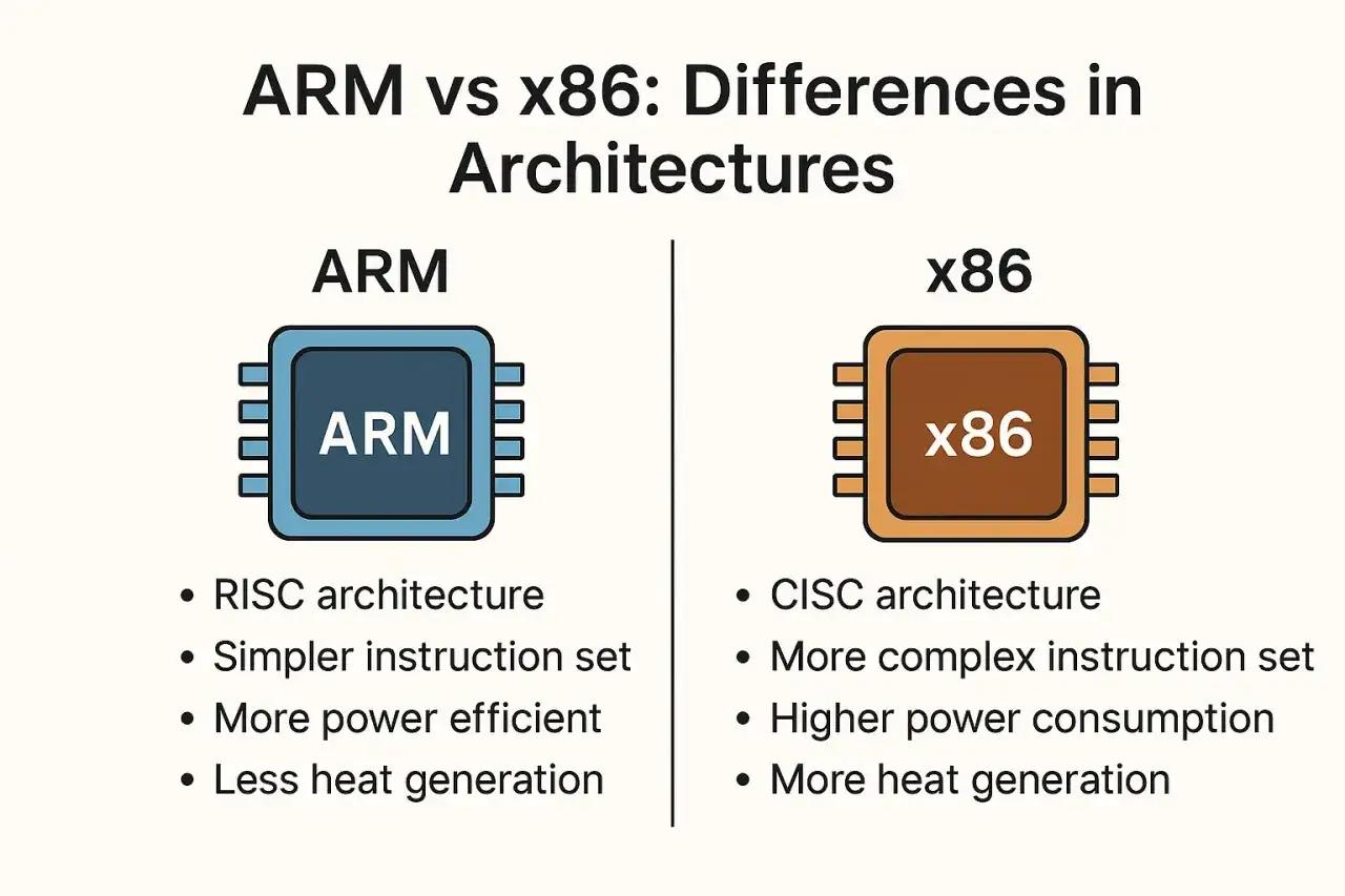 Porównanie architektur ARM i x86, kluczowe dla systemów Linux. ARM to RISC, prostszy i energooszczędny. x86 to CISC, bardziej złożony.