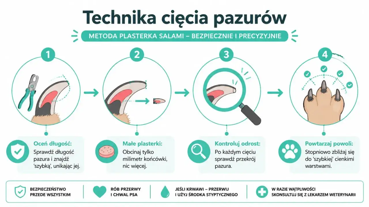 Jak obciąć psu pazury: ocena długości, małe plasterki, kontrola odrostu i powtarzanie. Bezpieczeństwo przede wszystkim!