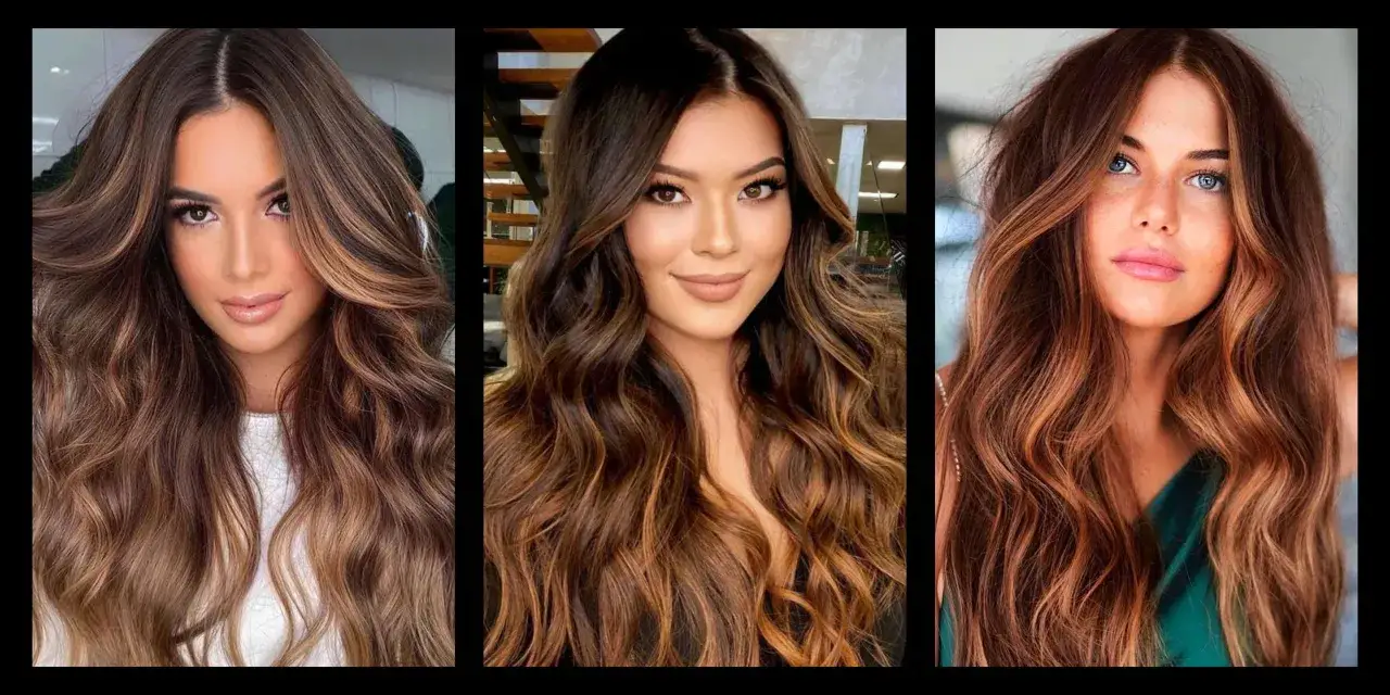 Tre donne con splendidi capelli castani chiari, mossi e luminosi, con sfumature caramello e biondo miele.