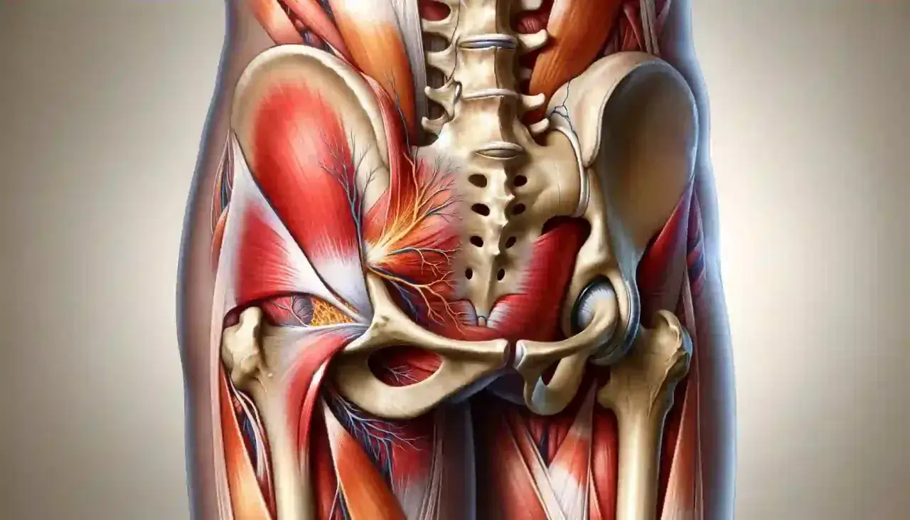 Muscolatura pelvica e femorale, con nervi. Evitare esercizi che irritano il piriforme.