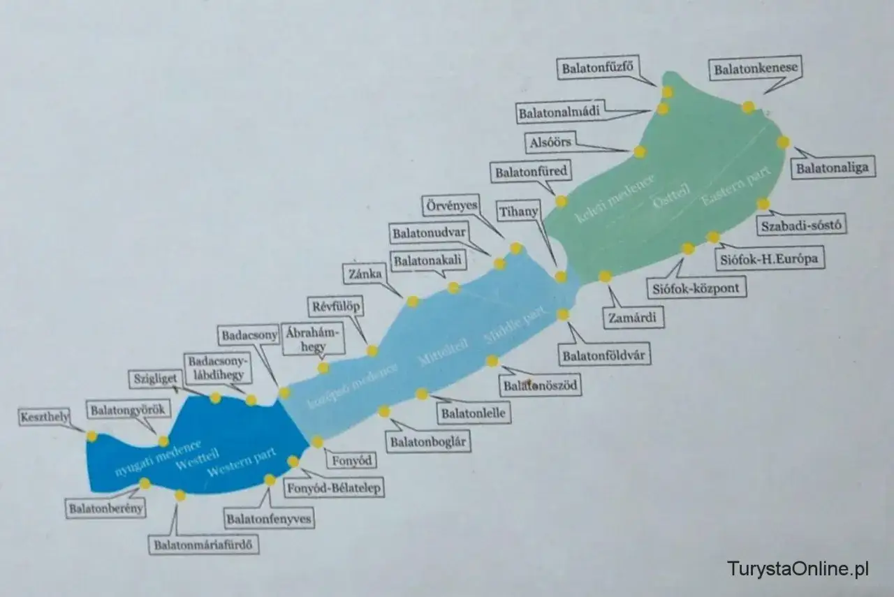 Mapa Węgier z zaznaczonymi miejscowościami nad Balatonem. Planujesz gdzie nad Balaton? Zobacz, gdzie warto się wybrać!