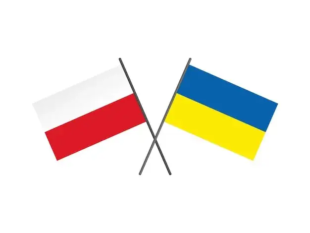 Polska i ukraińska flaga razem symbol przyjaźni
